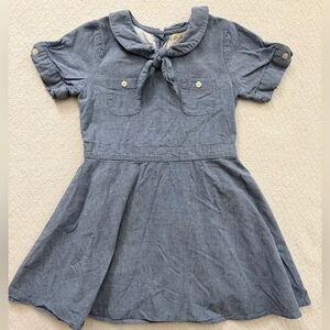 Olive Juice Cotton Chambray Nautical Inspired Dress with Button Detailing